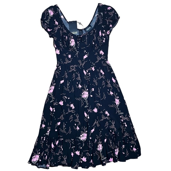 Collectif Carmen Tipsy Elephants Dress NWT In Black & Pink Sz 8/M US - Picture 13 of 16